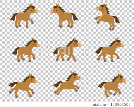Cute horse illustration set 133905505