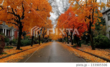 秋の並木道 秋の並木道 133905506