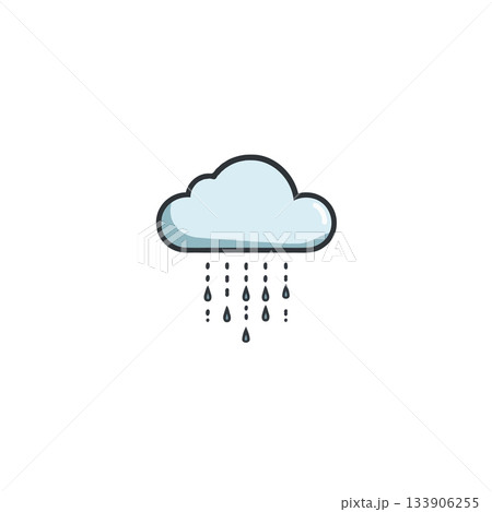 A simple illustration of a cloud with raindrops falling symbolizing rainy weather condition and A simple illustration of a cloud with raindrops falling symbolizing rainy weather condition and 133906255