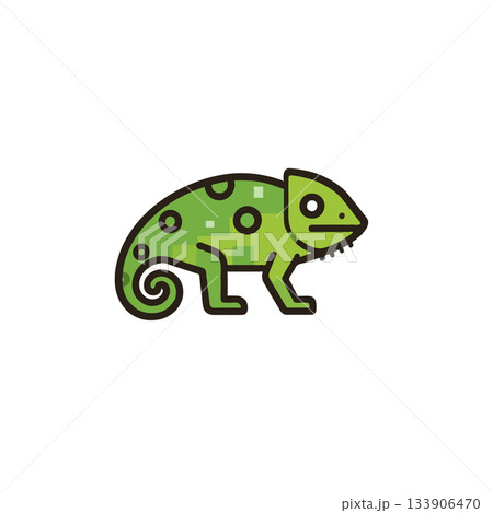 Vibrant chameleon vector design showcasing unique stylized features in a minimalist illustration 133906470