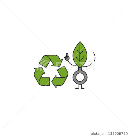 Embracing environmental stewardship a whimsical leaf character advocating for eco friendly 133906730