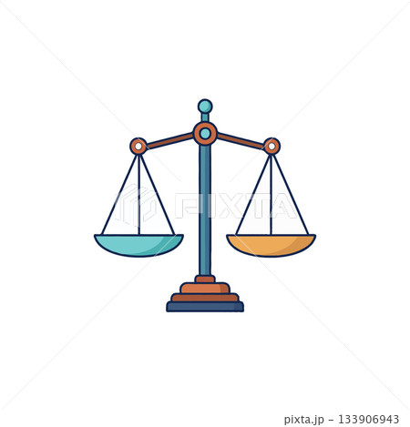 Stylized balance scale illustration depicting equilibrium, representing fairness and equal measure 133906943