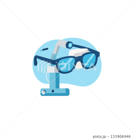 Optical precision medical equipment showing health data, modern vision care concept for 133906946