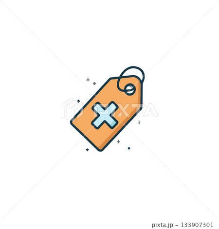 Medical price tag with a symbol for healthcare or pharmaceutical product promotion offering 133907301