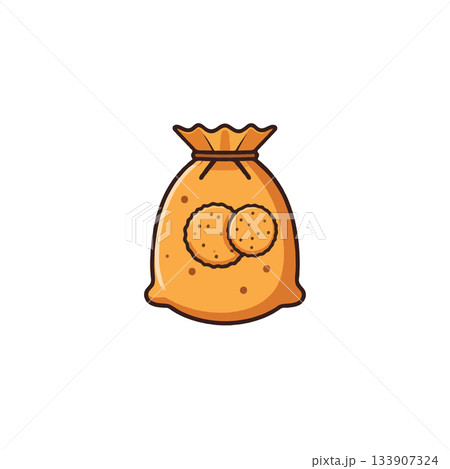 A charming illustration of a sack full of cookies offers simple pleasure and delightful baked A charming illustration of a sack full of cookies offers simple pleasure and delightful baked 133907324
