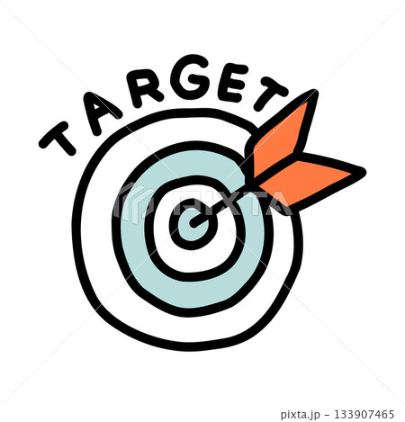 矢の刺さった的｜手描きのイラストアイコン 133907465