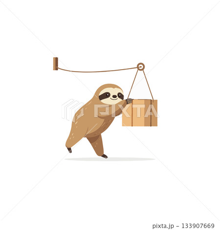Whimsical sloth delivering a package using a...のイラスト素材 [133907669] - PIXTA