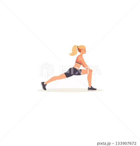 Woman practices intense yoga asana for physical fitness and mental concentration towards healthy 133907672