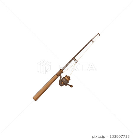 Fishing rod illustration showcasing angling gear equipment and reel ideal for outdoor adventures 133907735