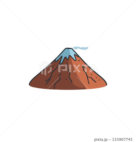 Stylized volcanic mountain depiction, offering an imaginative exploration of geological formations 133907745