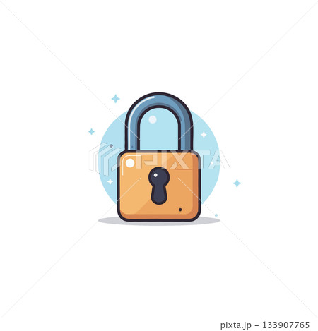 Whimsical illustration of a secured padlock symbolizing protection confidentiality safety and Whimsical illustration of a secured padlock symbolizing protection confidentiality safety and 133907765