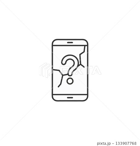 Conceptual smartphone illustration depicting fragility uncertainty and technological problem Conceptual smartphone illustration depicting fragility uncertainty and technological problem 133907768
