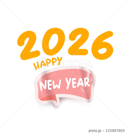 2026 happy New year retro groovy aesthetic sticker design isolated on white background. Vintage 2026 New year day motto sticker, tag, retro label, banner, ribbon, label png with quote. New year text 2026 happy New year retro groovy aesthetic sticker design isolated on white background. Vintage 2026 New year day motto sticker, tag, retro label, banner, ribbon, label png with quote. New year text 133907803