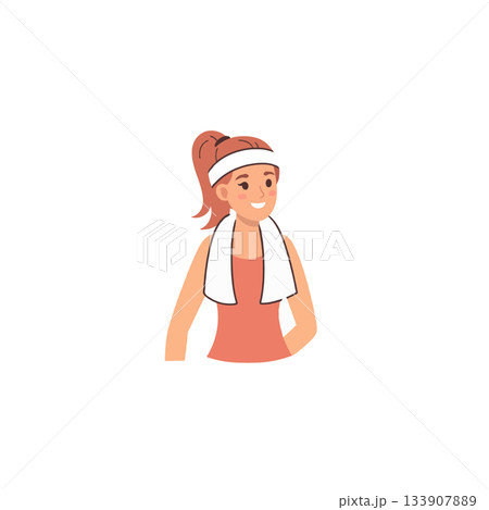 Sportive girl with towel after workout embodies healthy lifestyle active wellness and fitness Sportive girl with towel after workout embodies healthy lifestyle active wellness and fitness 133907889