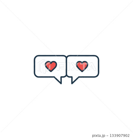 Connected hearts in dialog bubbles illustrating modern communication of love through digital 133907902