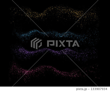 Vector Abstract Shiny Gold Blue Purple Rose Pink Glitter design element. Gold Glitter Dust. For New Year, Merry Christmas, Birthday and Wedding greeting card and invitation. Luxury Background design 133907934