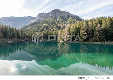 Summer time at romantic forest Lake Obernberg scenic mountain lakes landscape in Austria, Tyrol Summer time at romantic forest Lake Obernberg scenic mountain lakes landscape in Austria, Tyrol 133907940