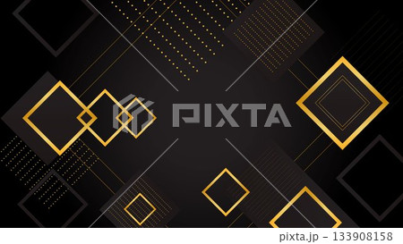 Elegant black background with luxury golden geometric square elements Elegant black background with luxury golden geometric square elements 133908158