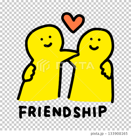 Two people with their arms around each other, friendship, friends | Hand-drawn illustration icon Two people with their arms around each other, friendship, friends | Hand-drawn illustration icon 133908165