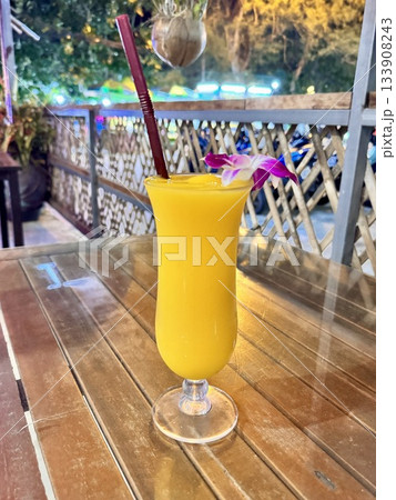 delicious chilled mango fresh is on the table in a cafe in Asia 133908243