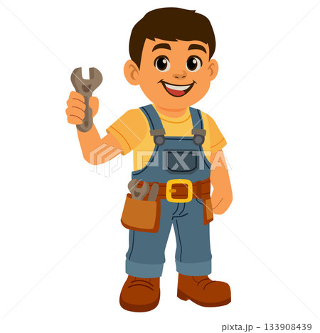 handy man repair worker cartoon character flat style 133908439
