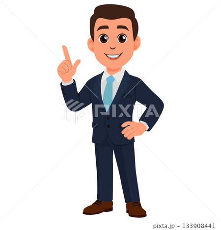 business man wearing suit raising hand flat style business man wearing suit raising hand flat style 133908441