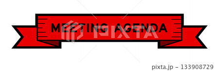 Red ribbon label banner with word meeting agenda on white background Red ribbon label banner with word meeting agenda on white background 133908729
