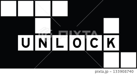 Alphabet letter in word unlock on crossword puzzle background 133908740