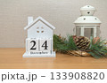 December 24. Christmas composition, the calendar and Christmas composition. Celebration, party concept 133908820