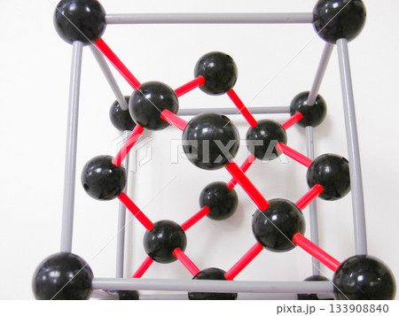 Black Sphere Lattice Model Displaying Molecular Structure And Bonding, Educational Demonstration For Chemistry 133908840
