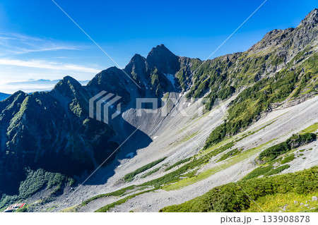 北穂高岳の南陵取付から見上げる前穂高岳と涸沢カール 北アルプスの北穂高岳登山 北穂高岳の南陵取付から見上げる前穂高岳と涸沢カール 北アルプスの北穂高岳登山 133908878