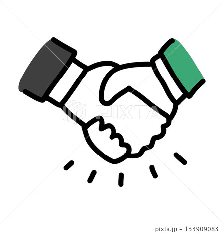 協力・握手・連携｜手描きのイラストアイコン 133909083