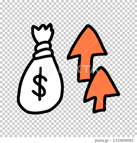 Wage increase/price increase | Hand-drawn illustration icon 133909085