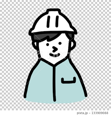 ヘルメットをかぶった作業者｜手描きのイラストアイコン 133909088