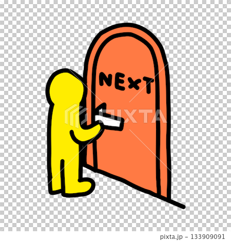 Person trying to open the NEXT door | Hand-drawn illustration icon 133909091