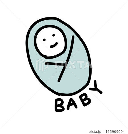 おくるみの赤ちゃん｜手描きのイラストアイコン 133909094