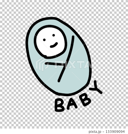 襁褓中的嬰兒 | 手繪插圖圖標 133909094