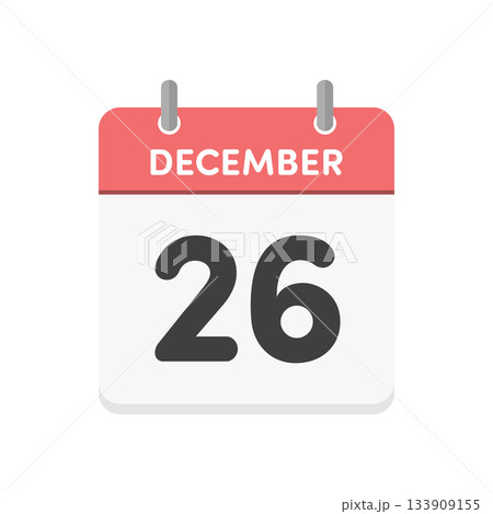 12月26日・December 26の日めくりカレンダーのアイコン - 12/26の日付入り英語の暦 12月26日・December 26の日めくりカレンダーのアイコン - 12/26の日付入り英語の暦 133909155
