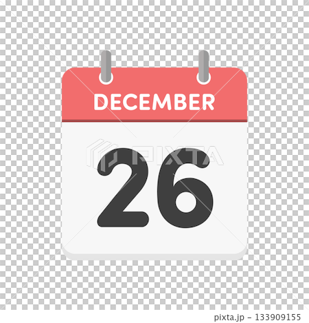 12月26日 - 12月26日每日日曆圖示 - 英文日曆，日期為12/26 133909155