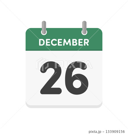 12月26日･December 26の日めくりカレンダーのアイコン - 12/26の日付入り英語の暦 133909156