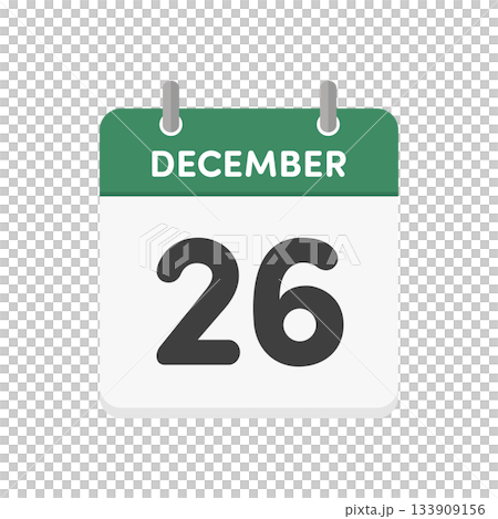 December 26th - December 26th daily calendar icon - English calendar with date 12/26 December 26th - December 26th daily calendar icon - English calendar with date 12/26 133909156