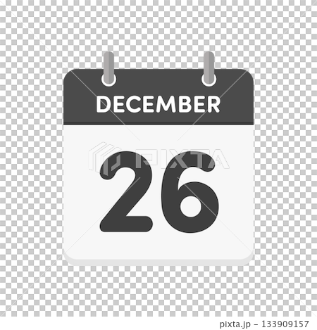 12月26日･December 26の日めくりカレンダーのアイコン - 12/26の日付入り英語の暦 133909157