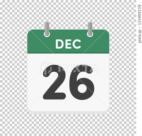 12月26日/DEC 26日每日日曆圖示 - 綠色英文日曆，日期為12/26 133909159