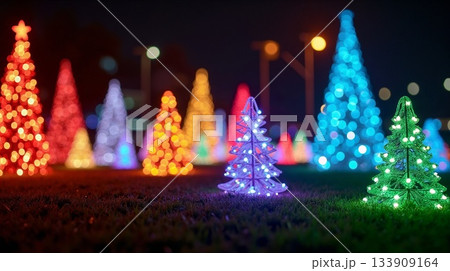 カラフルなクリスマスツリー　ミニチュア 133909164