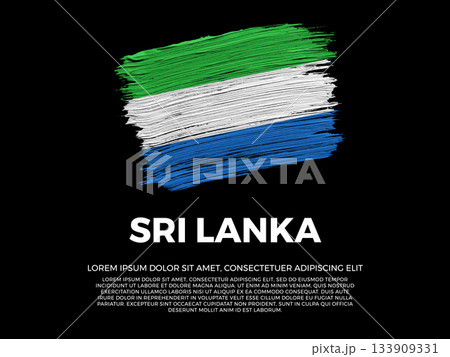 Flag of Sri Lanka. Sri Lankan and Asian Culture. Vibrant, textured brushstroke effect style. Black background with copy space. Dramatic composition in negative space. 133909331