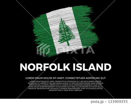 Flag of Norfolk Island. Australian Culture. Vibrant, textured brushstroke effect style. Black background with copy space. Dramatic composition in negative space. Flag of Norfolk Island. Australian Culture. Vibrant, textured brushstroke effect style. Black background with copy space. Dramatic composition in negative space. 133909355