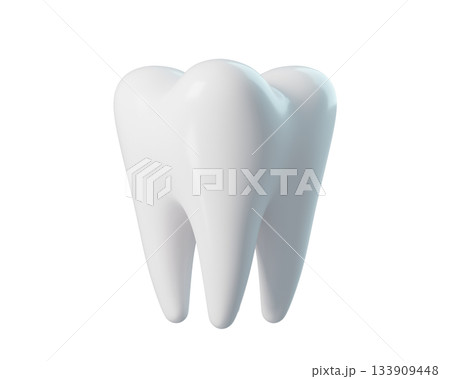 3d White Human Tooth for Dental Health Concepts. Healthy Tooth for Dental, Dentistry, Orthodontics. 3D Render 133909448
