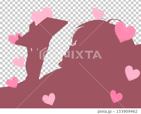 A man lying on his back looking at his smartphone, love, silhouette 133909462