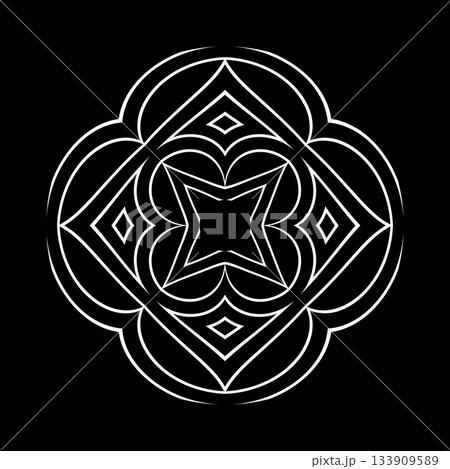 Abstract Black and White Design Element. Radial Symmetrical Pattern. Abstract Black and White Design Element. Radial Symmetrical Pattern. 133909589