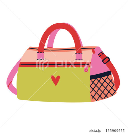 Colorful sports duffel bag for gym and travel. Trendy modern vector illustration isolated on white background, hand drawn, flat design Colorful sports duffel bag for gym and travel. Trendy modern vector illustration isolated on white background, hand drawn, flat design 133909655